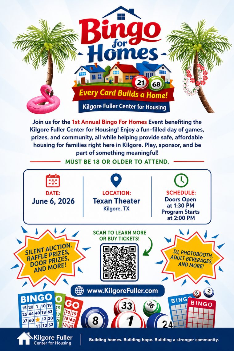 Bingo for Homes fundraiser flyer