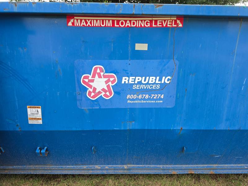 Republic Services dumpster for cleanup debris